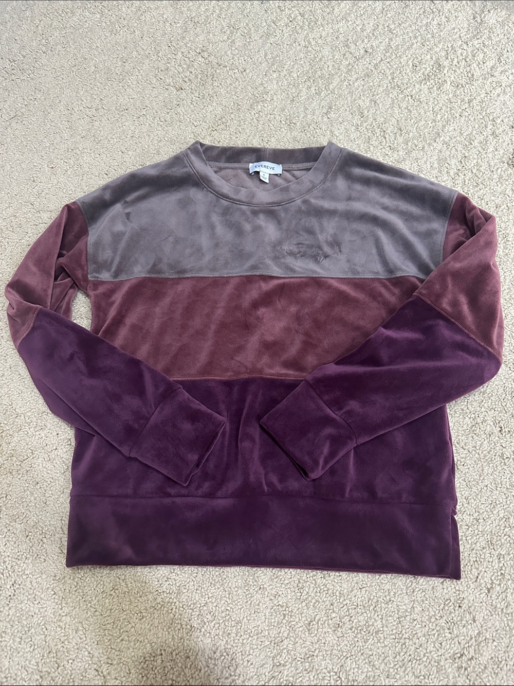 Evereve Velour Colorblock Crewneck - Brown, Mauve, Plum